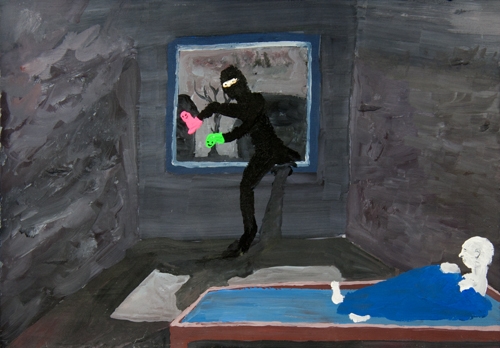 <p>Der Ninja<br /><br />2007<br />acrylic on paper<br />19 x 27 cm</p>