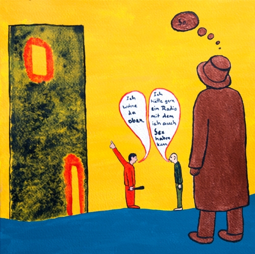 <p>Der Psychoagent 2<br /><br />2012<br />acrylic on paper<br />25 x 25 cm</p>