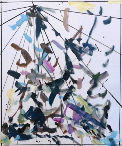 <p>o. T.</p><p> </p><p>2014<br />oil, lacquer on canvas<br />61 x 50 cm</p>