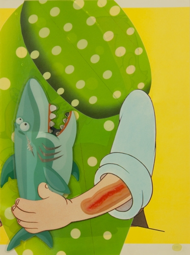 <p>Wehe dem Fisch, verboten</p><p> </p><p>2013<br />mixed media on paper<br />26,9 x 20 x 0,8 cm</p>