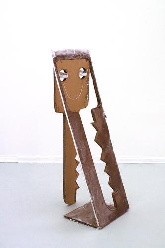 <p>Felix Oehmann</p><p><br />Exit life (it’s cold outside, but it’s warm in here), 2013<br />cardboard, resin, rope, paint<br />150 x 54,5 x 53 cm</p>