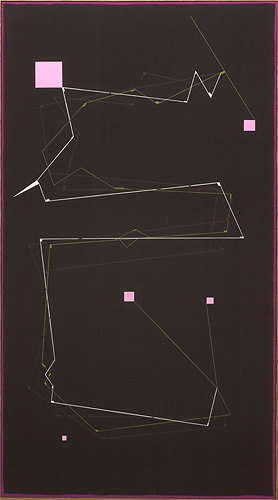 <p>Rosa links unten, verloren ... </p><p> </p><p>2012</p><p>acrylic on nettle, enameled wooden box, frame lath</p><p>181 x 101 x 6,5 cm</p>