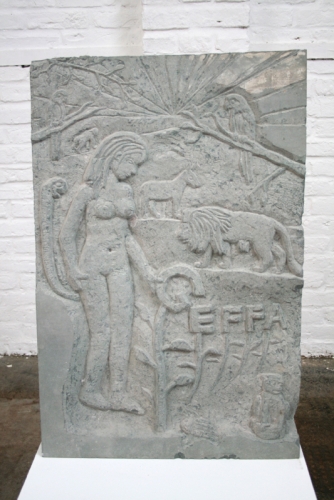 Stefan Rinck - Die Ernte der verbotenen Staben<br /><br />2008<br />Dolomit<br />48 x 20 x 72 cm