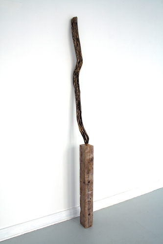 <div class="title">Sibylla Dumke<br /></div><div class="meta">            <br /><p>o.T. (22.2., Kamari, 2014), 2014<br />ink on wood, 2 parts<br />150 x 15 x 20 cm</p></div>