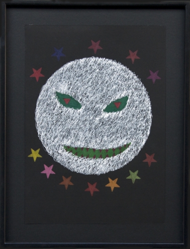 <p>David Tibet</p><p><br />I have seen the gnostic horror 1, 2010<br />White ink, coloured pencil on black paper<br />37 x 28 cm</p>