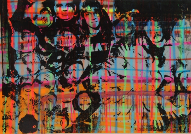 <p>Mayor of the Sunset Strip Murder on the Dance Floor (crosshatch)</p><p> </p><p>2010</p><p>Silkscreen and varnish on linen</p><p>120 x 170 x 4 cm</p>